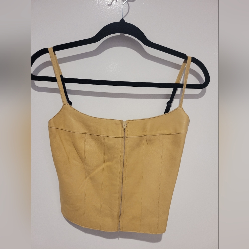 Bebe Mustard Leather Crop Top